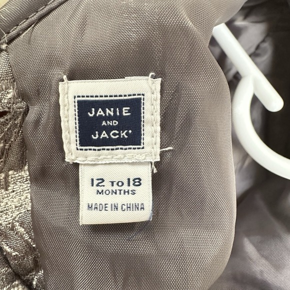 Janie and‎ Jack Gray Floral Dress Faux Fur Collar Party Holiday Baby Girl 12-18M - Picture 2 of 8